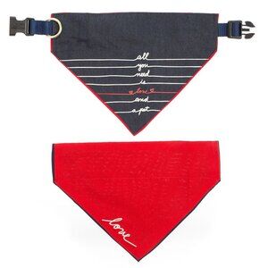 ED Ellen DeGeneres Love Script Bandana Dog Collar Size Small Red & Blue